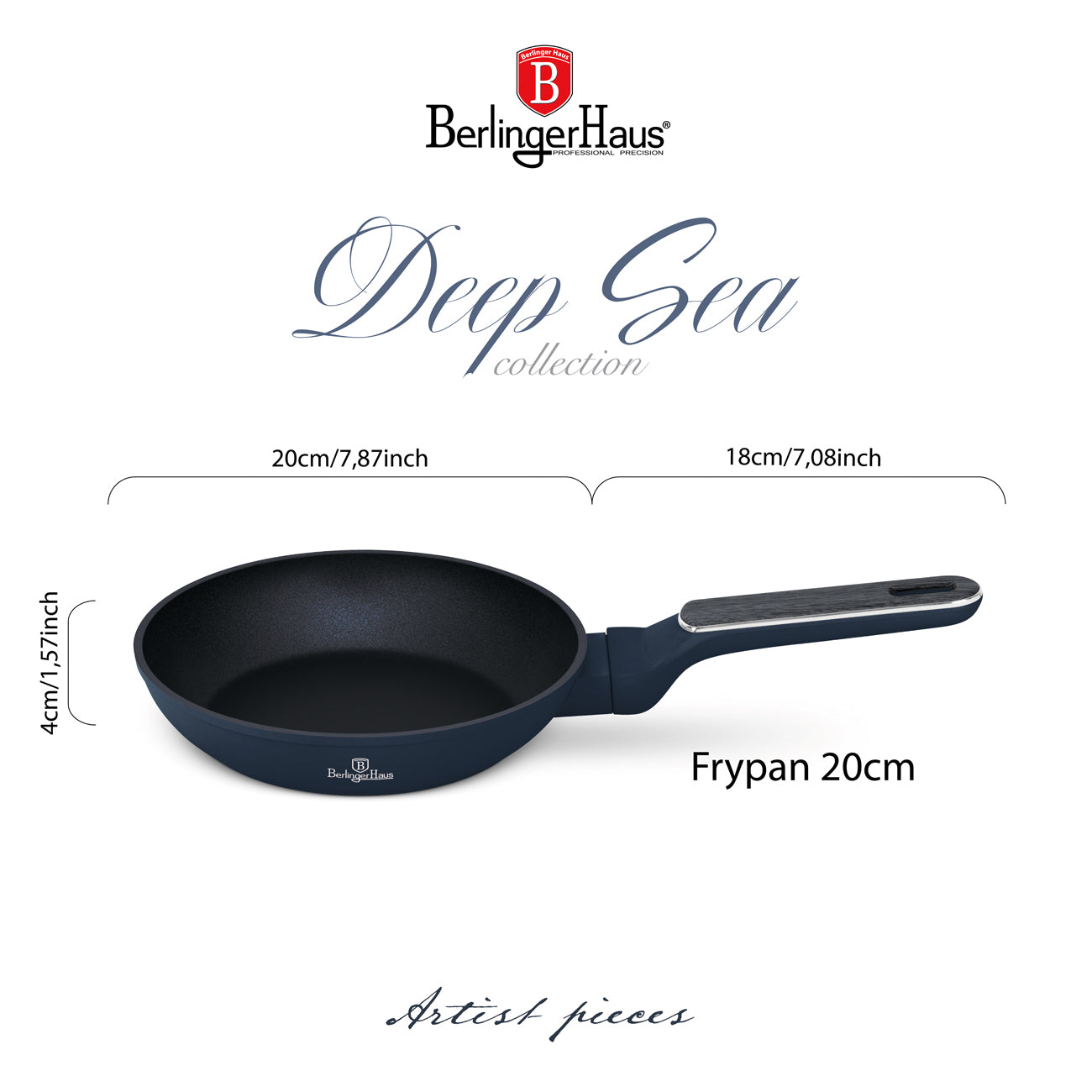 Berlinger Haus 20cm Titan Pro Non-Stick Coating Fry Pan - Deep Sea