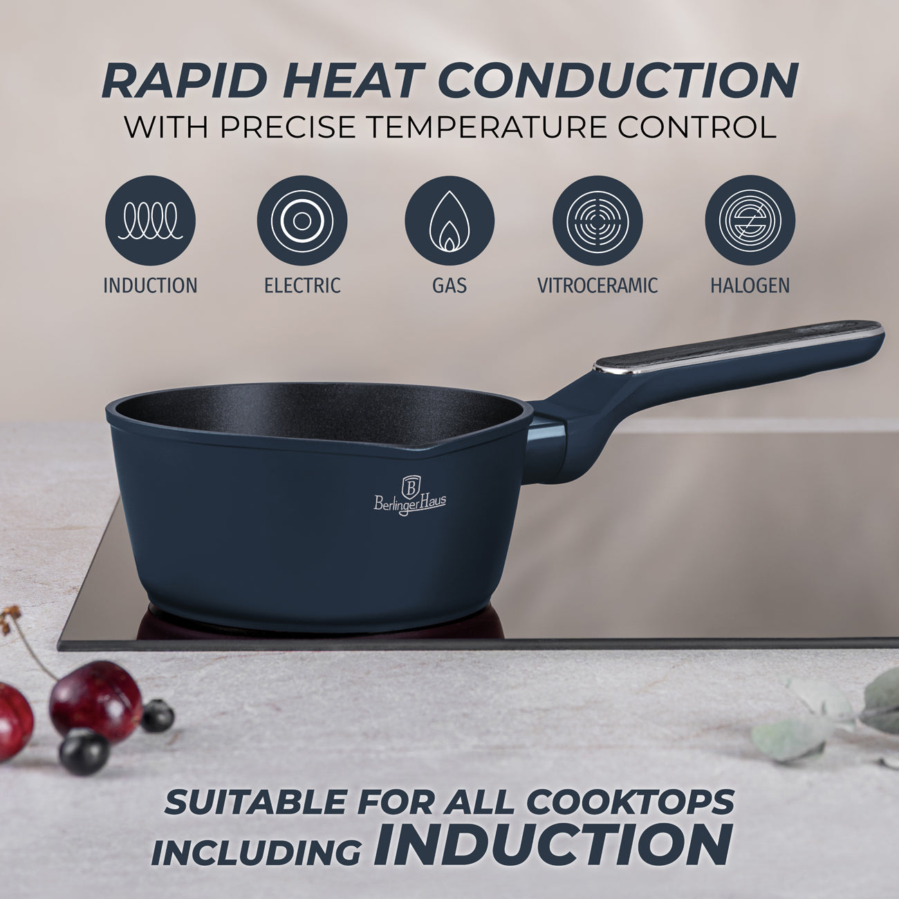Berlinger Haus 16cm Titan Pro Non-Stick Coating Sauce Pan - Deep Sea
