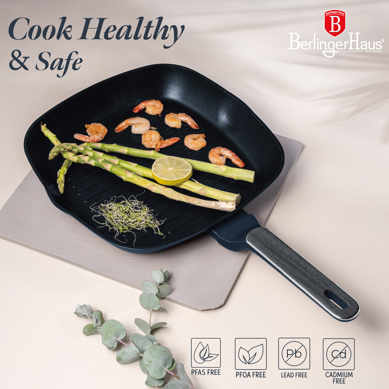 Berlinger Haus 28cm Titan Pro Non-Stick Coating Grill Pan - Deep Sea