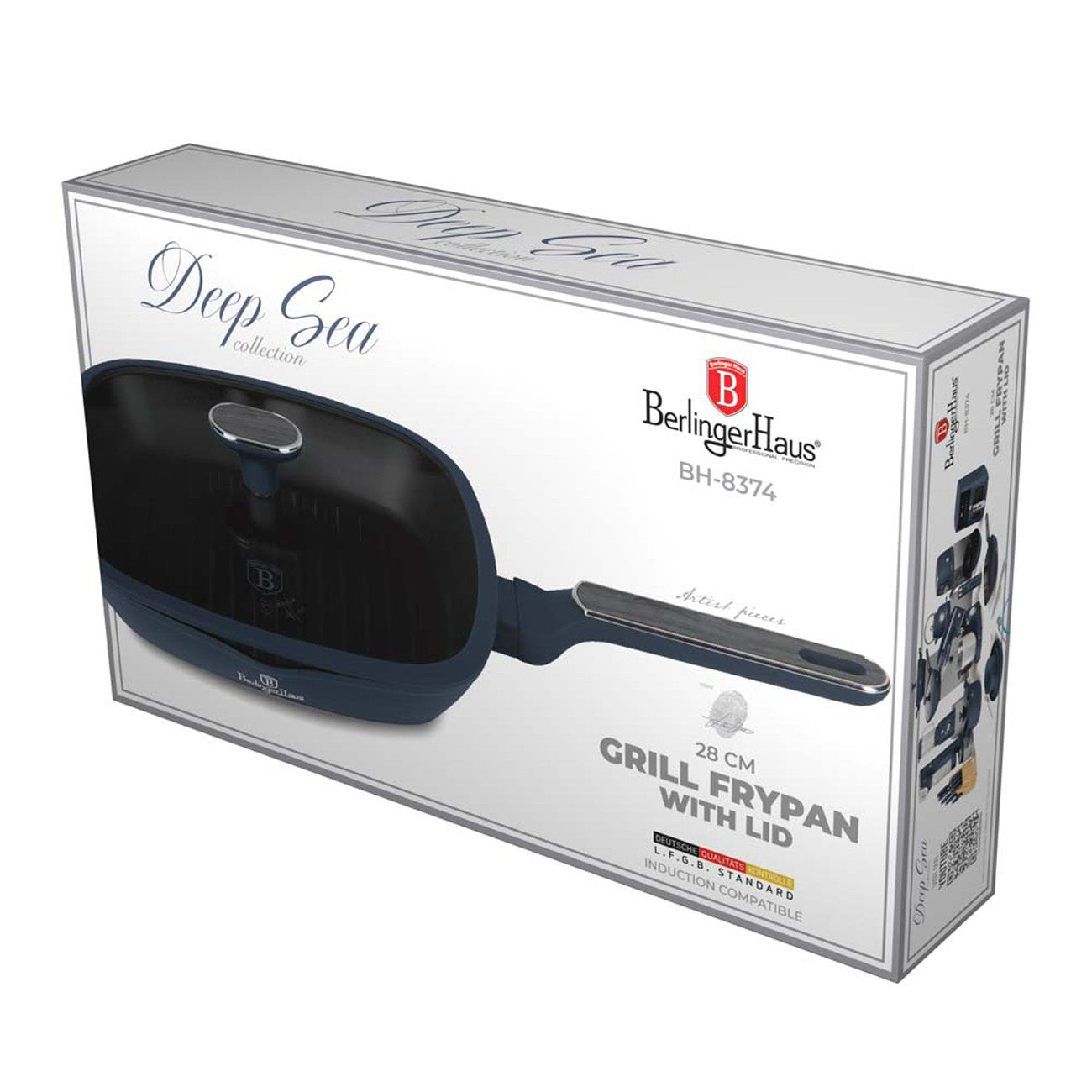 Berlinger Haus 28cm Titan Pro Non-Stick Grill Pan with Lid - Deep Sea