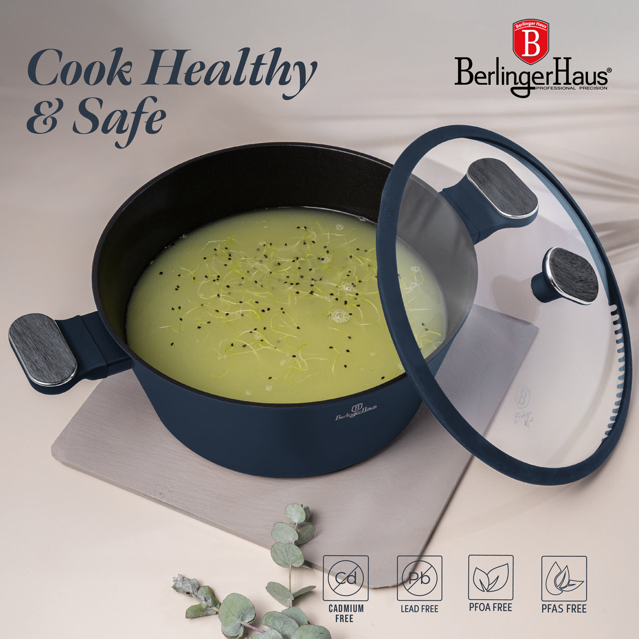 Berlinger Haus 28cm Titan Pro Non-Stick Coating Casserole – Deep Sea