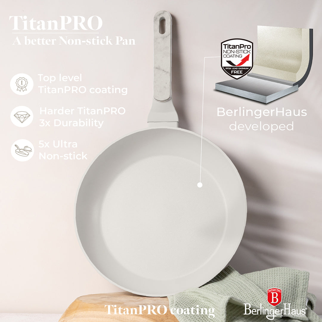 Berlinger Haus 28cm Titan Pro Non-Stick Coating Frypan - Sahara Marble