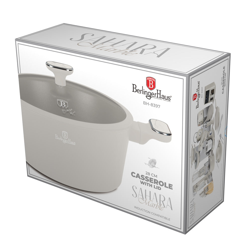 Berlinger Haus 28cm Titan Pro Non-Stick Coating Casserole - Sahara Marble