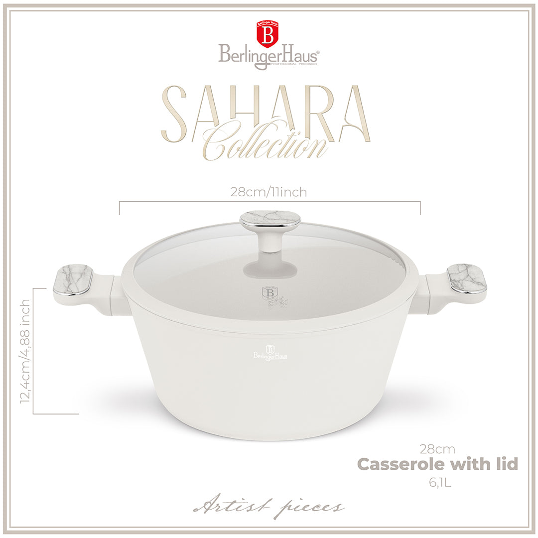 Berlinger Haus 28cm Titan Pro Non-Stick Coating Casserole - Sahara Marble