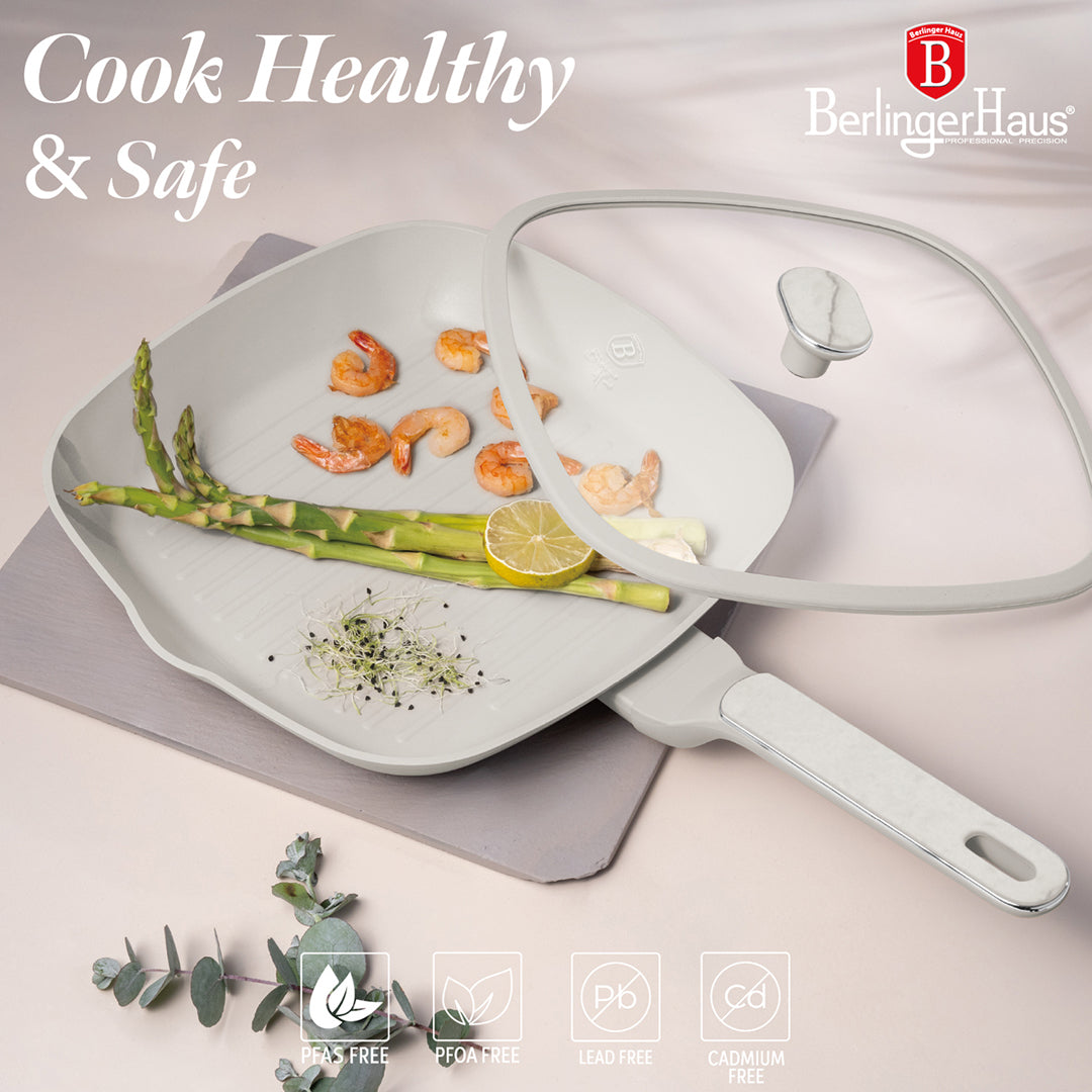 Berlinger Haus 3-Piece Titan Pro Non-Stick Coating Fry & Grill Pan Set - Sahara Marble