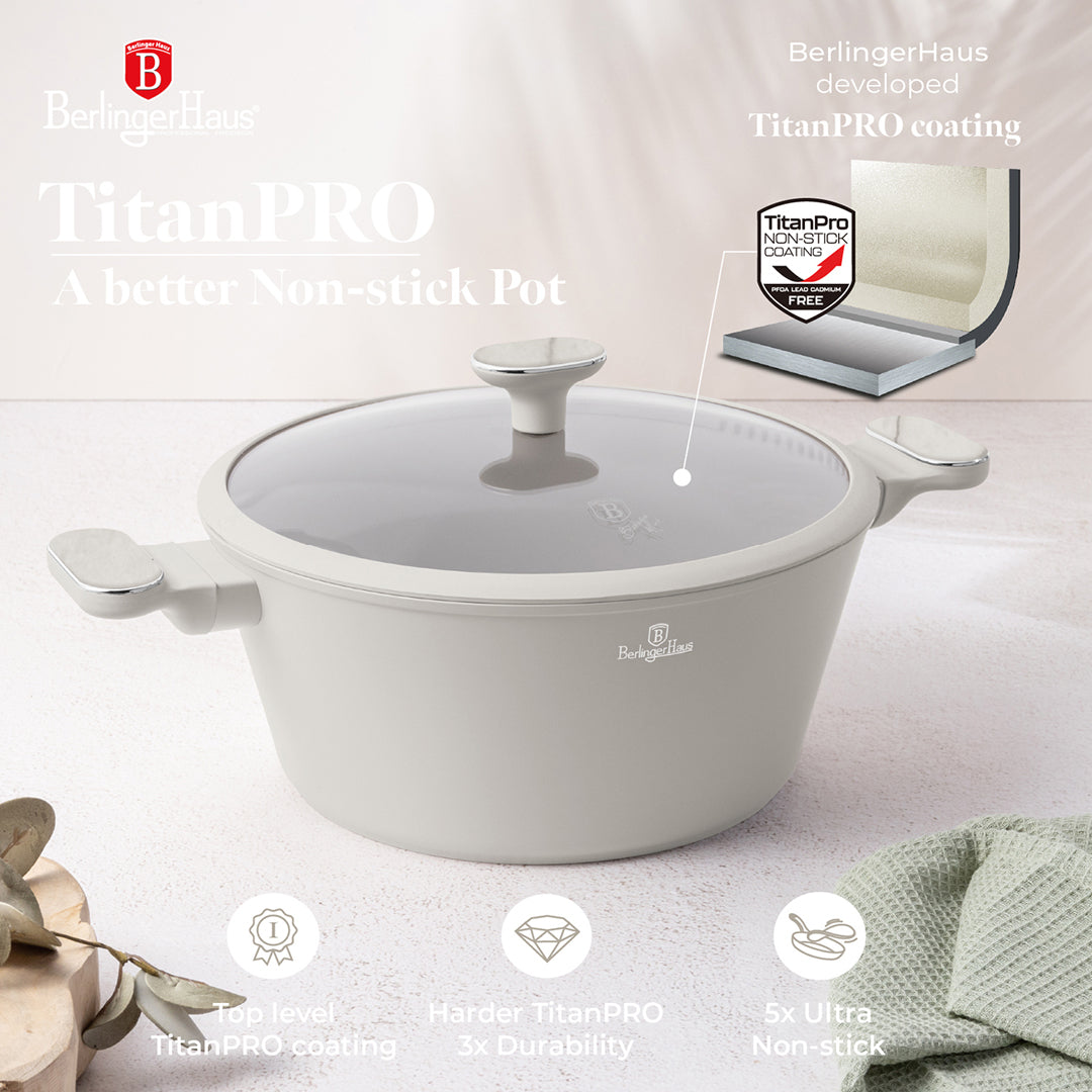 Berlinger Haus 15-Piece Titan Pro Non-Stick Coating Cookware Set - Sahara Marble
