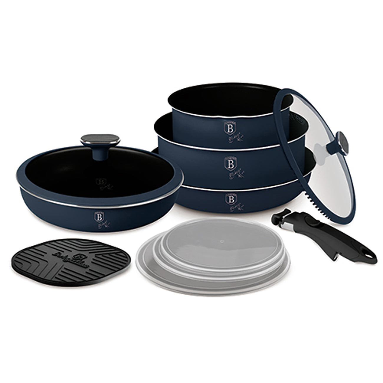 Berlinger Haus 10-Piece Titan Pro Non Stick Coating Oven Safe Cookware Set - Deep Sea