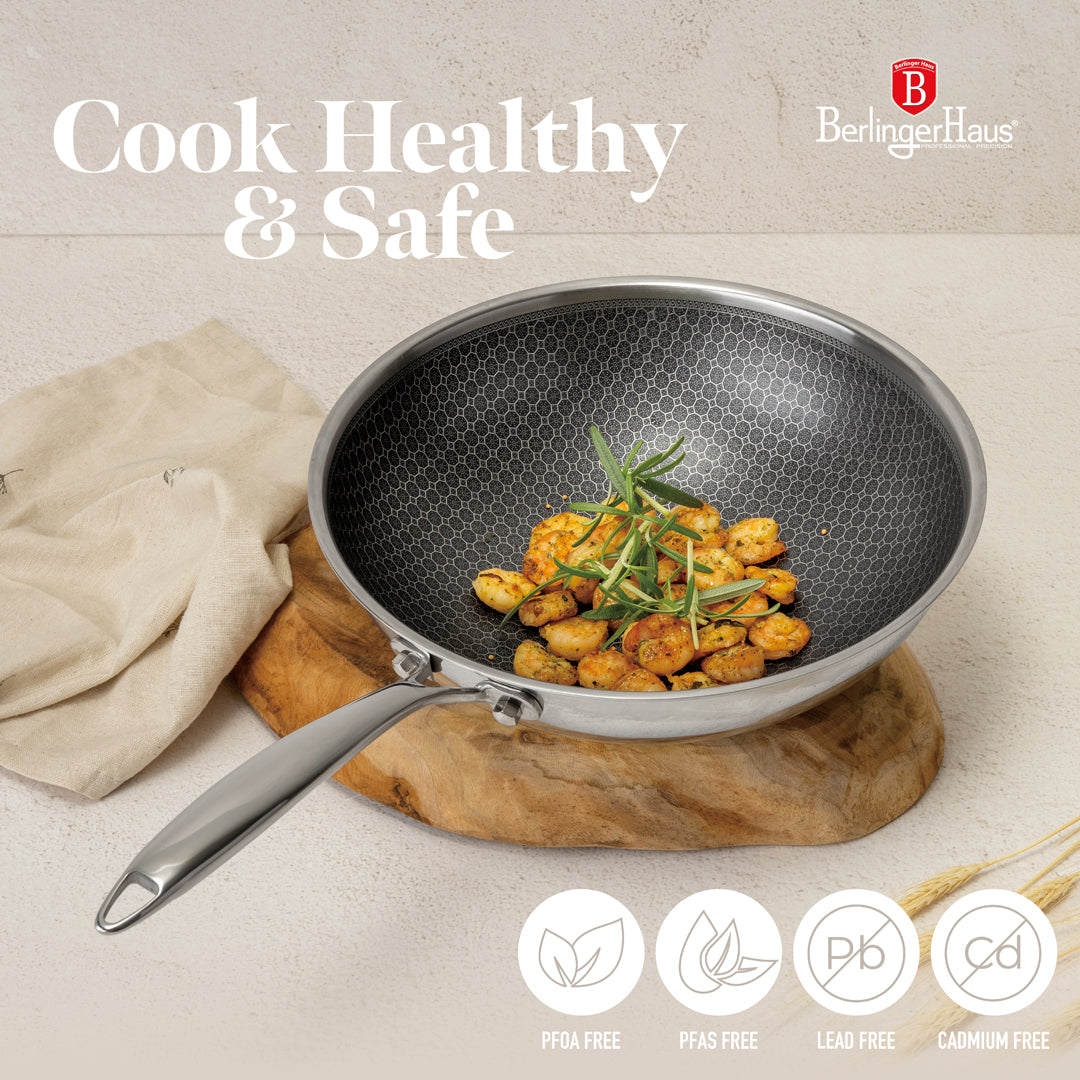 Berlinger Haus 28cm 18/10 Stainless Steel Wok - Eternal Collection