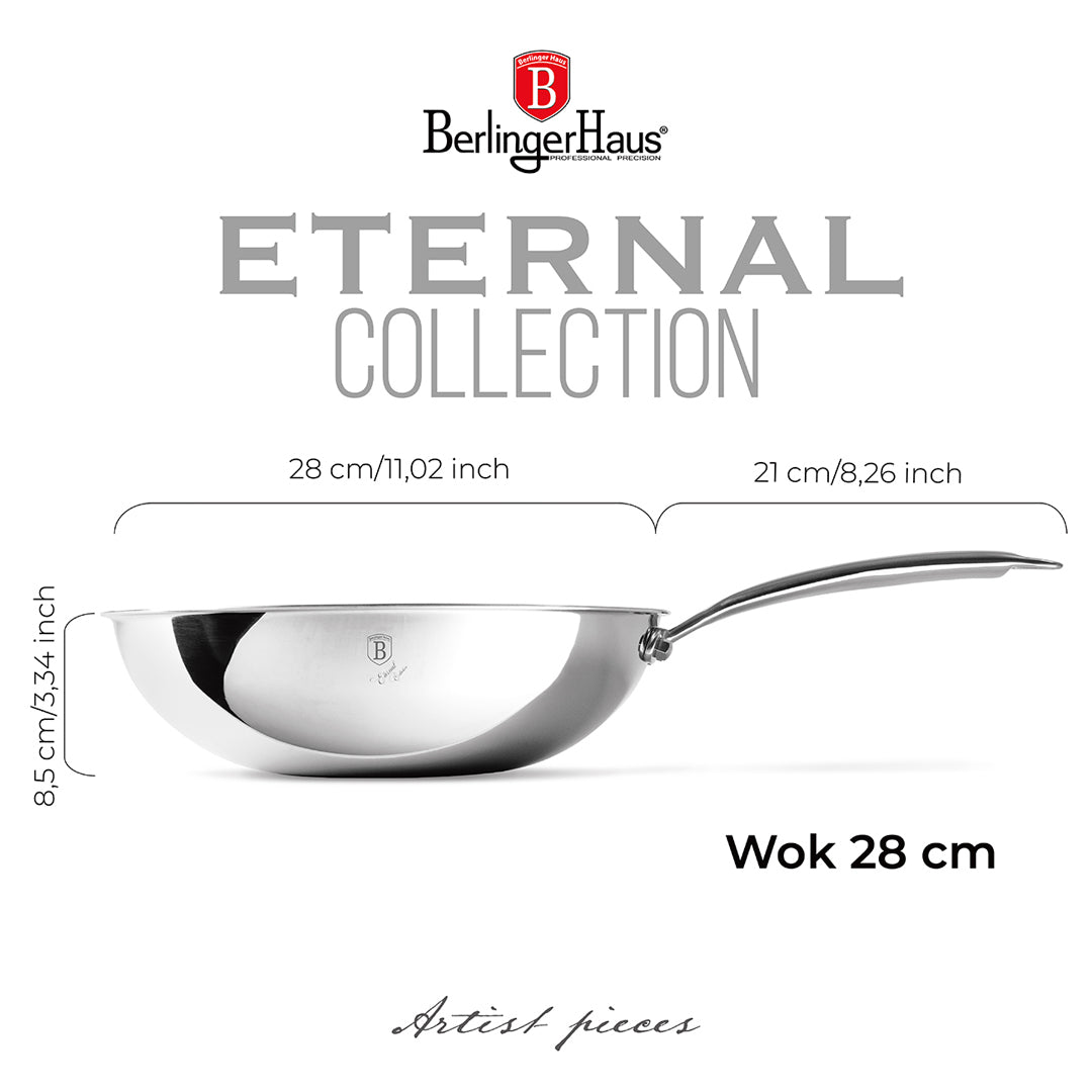 Berlinger Haus 28cm 18/10 Stainless Steel Wok - Eternal Collection
