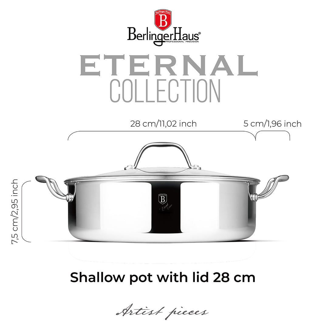 Berlinger Haus 28cm 18/10 Stainless Steel Shallow Pot - Eternal Collection