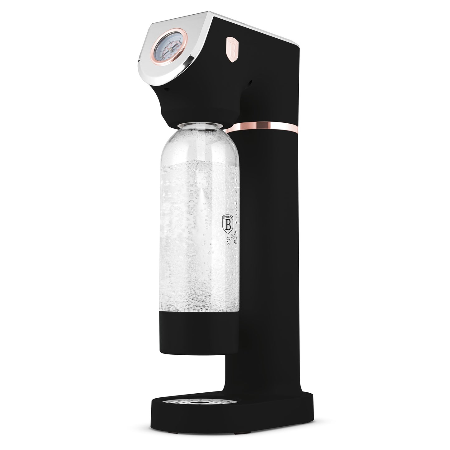 Berlinger Haus Soda Maker with 2 Bottles & Barometer - Black Rose