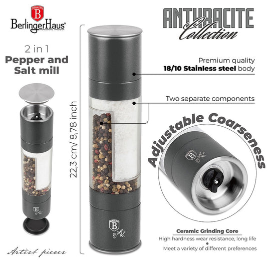 Berlinger Haus 2 in 1 Pepper and Salt Mill - Anthracite