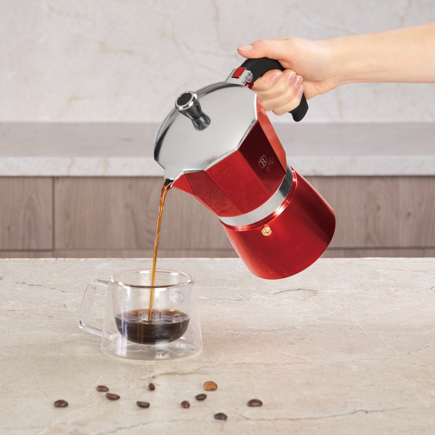 Berlinger Haus 9 Cup Aluminum Coffee Maker - Burgundy