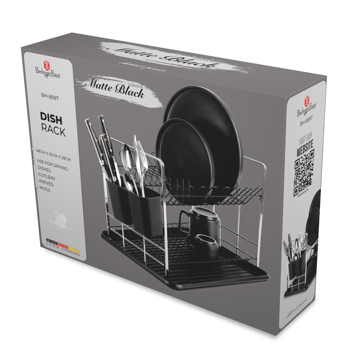 Berlinger Haus 48cm Dish Rack - Matt Black
