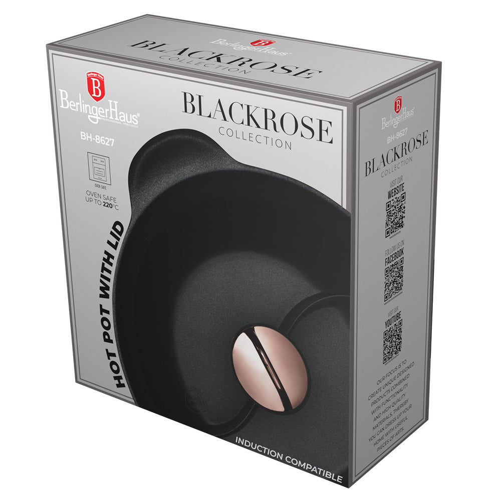 Berlinger Haus 30cm Titan Pro Non-Stick Multi Cooking Casserole – Black Rose