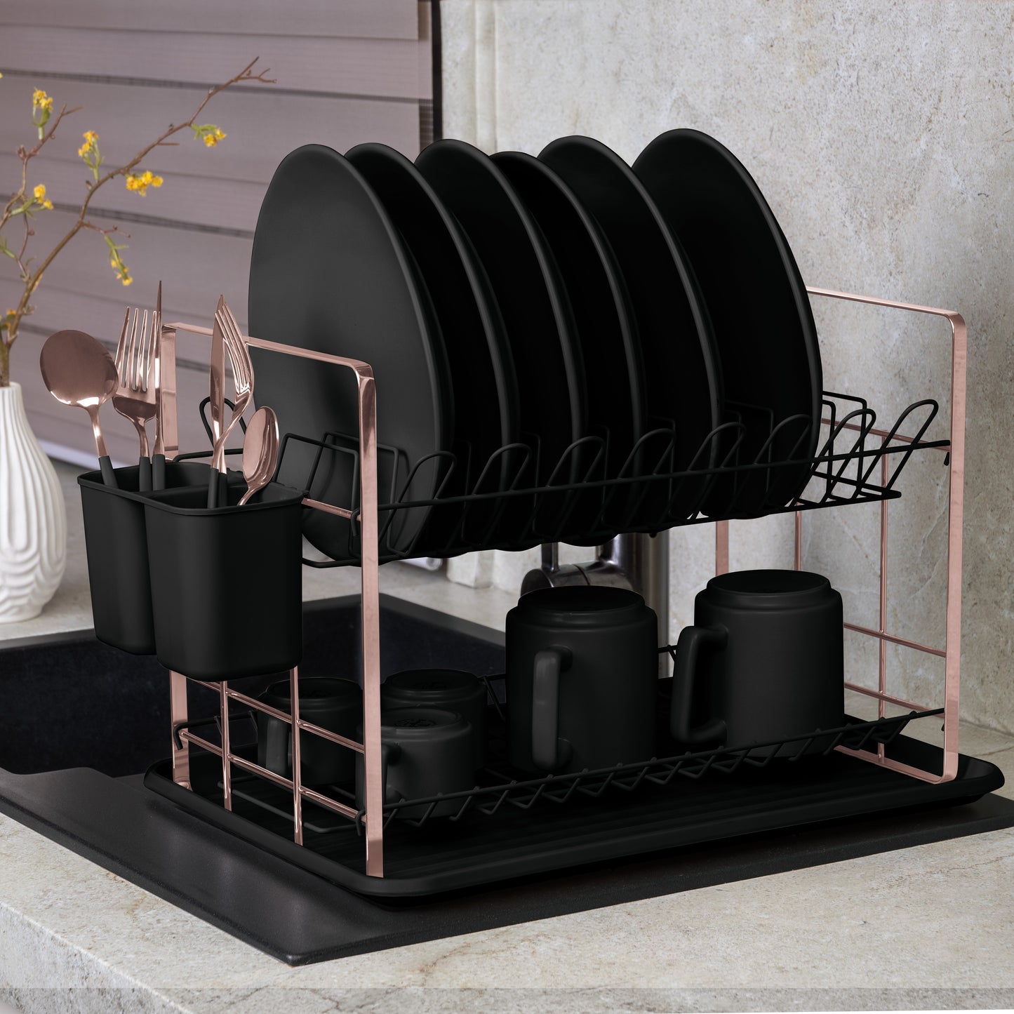 Berlinger Haus 48cm Dish Rack – Black Rose