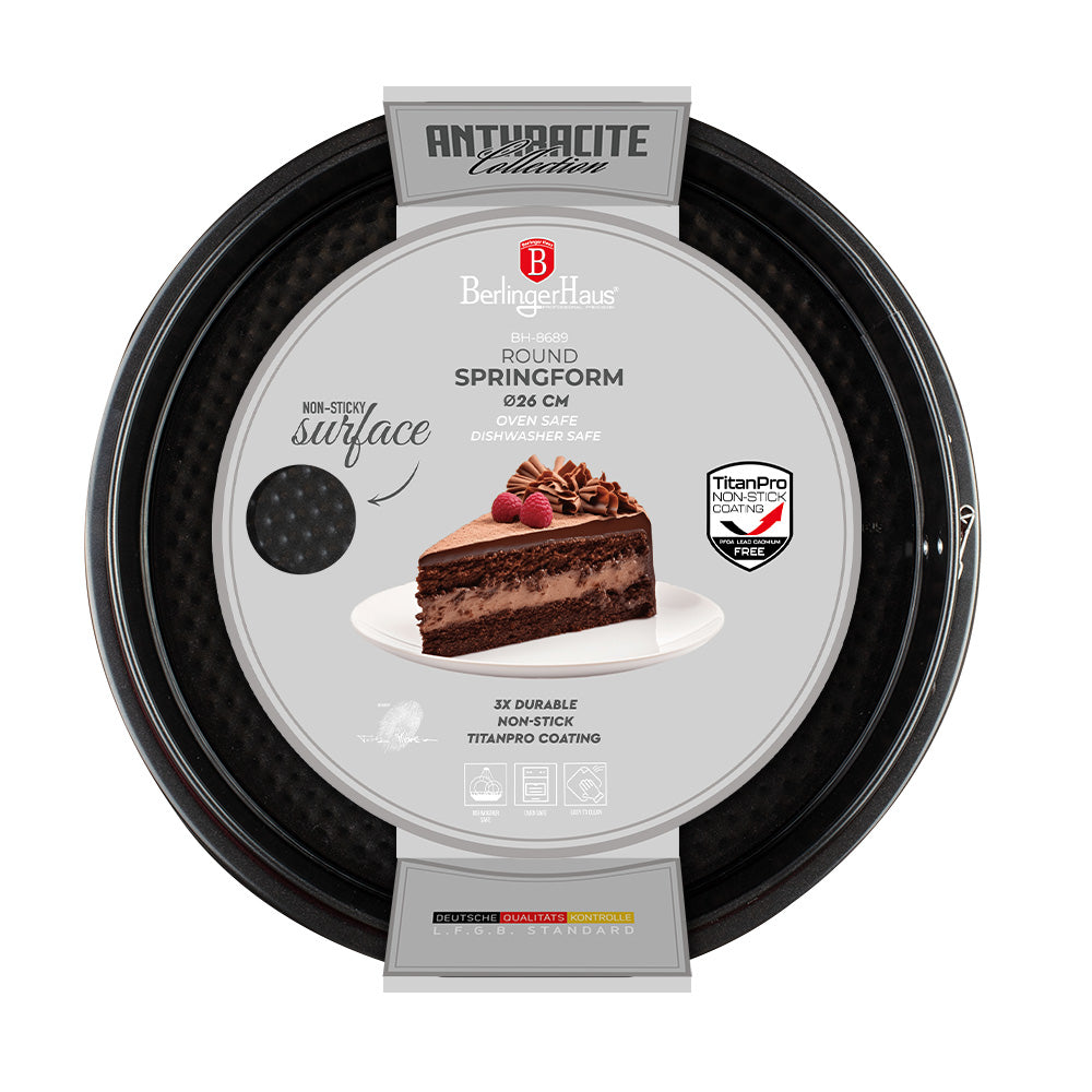 Berlinger Haus Round Springform Pan 26×6.8cm - Matte Anthracite