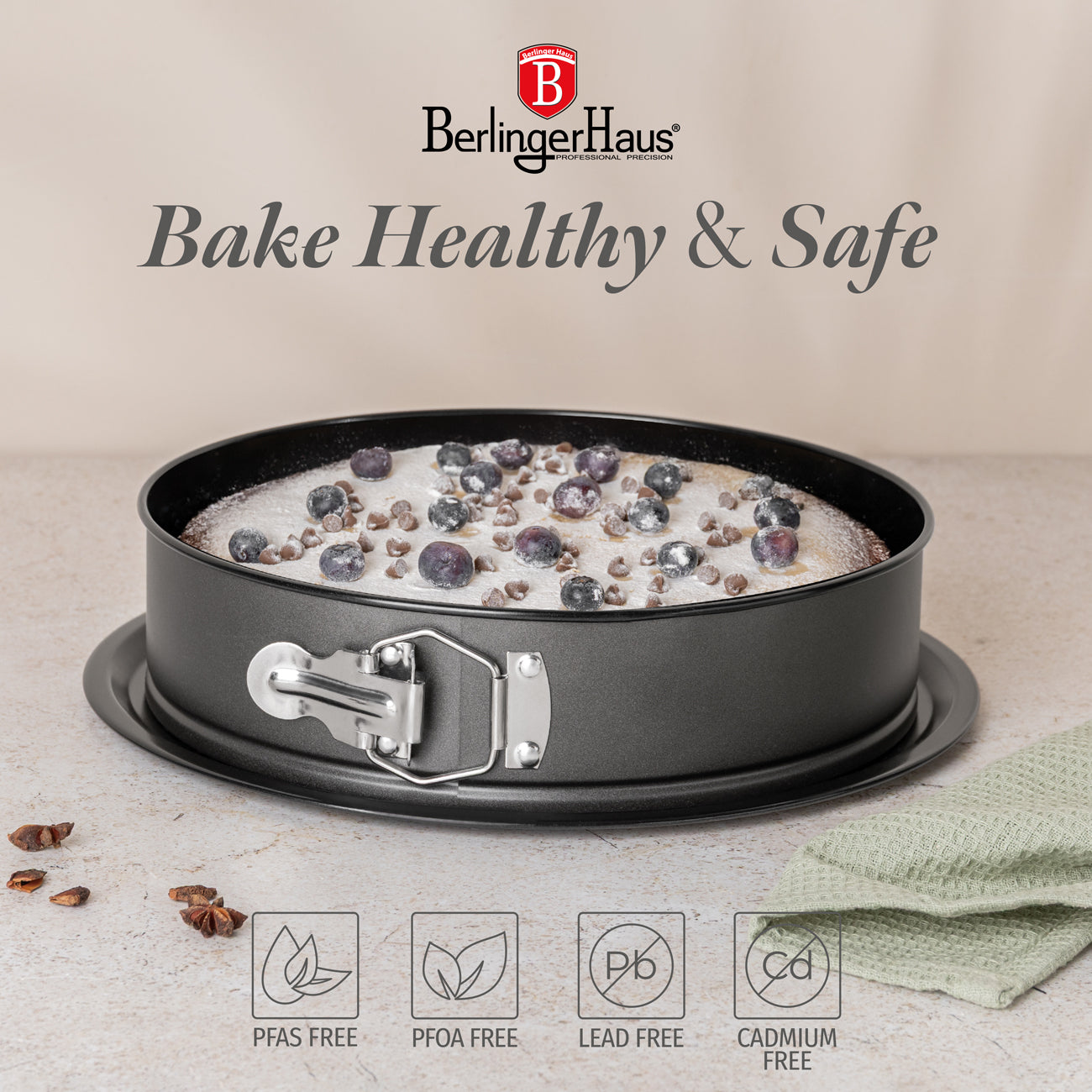 Berlinger Haus Round Springform Pan 26×6.8cm - Matte Anthracite