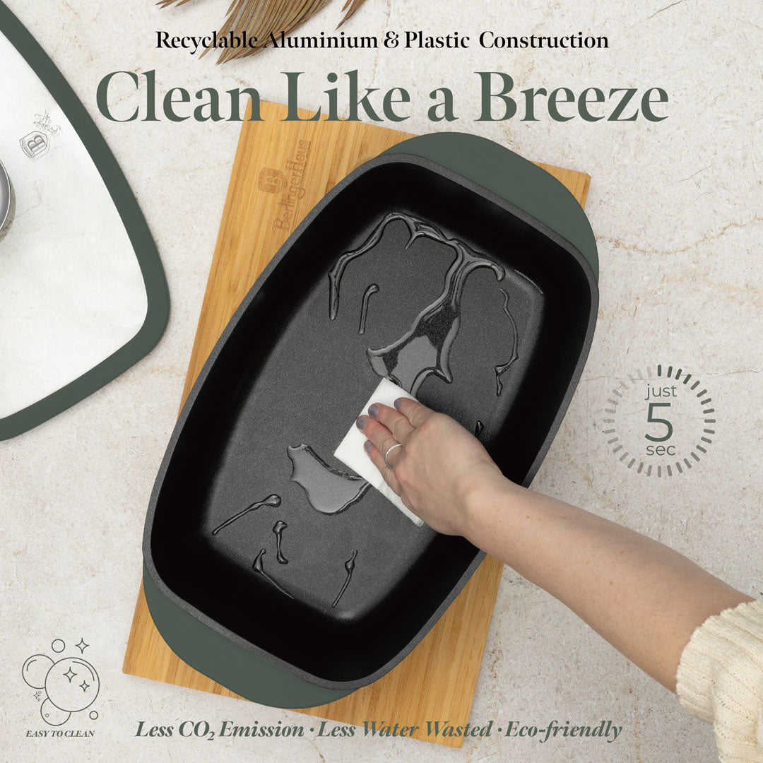 Berlinger Haus 32cm Oven Safe Roaster Pan with Aroma Glass Lid - Matte Green