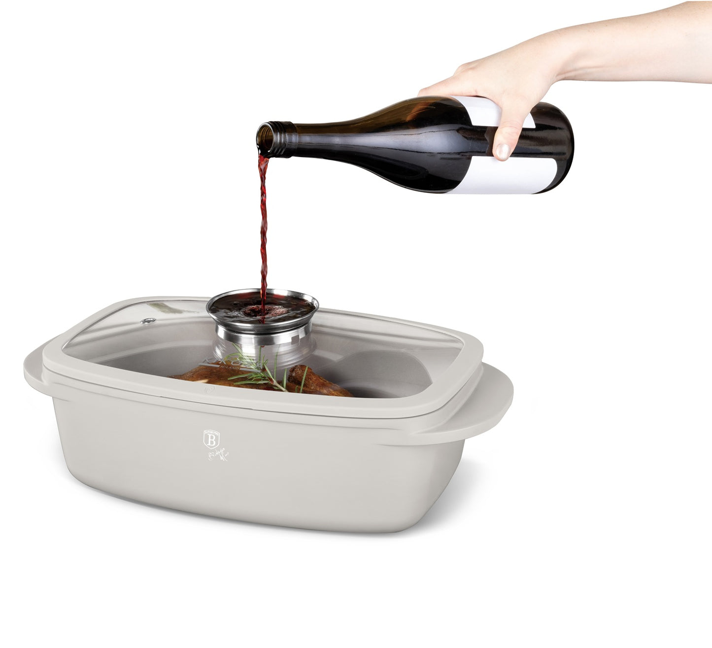 Berlinger Haus 32cm Oven Safe Roaster Pan with Aroma Glass Lid - Sahara