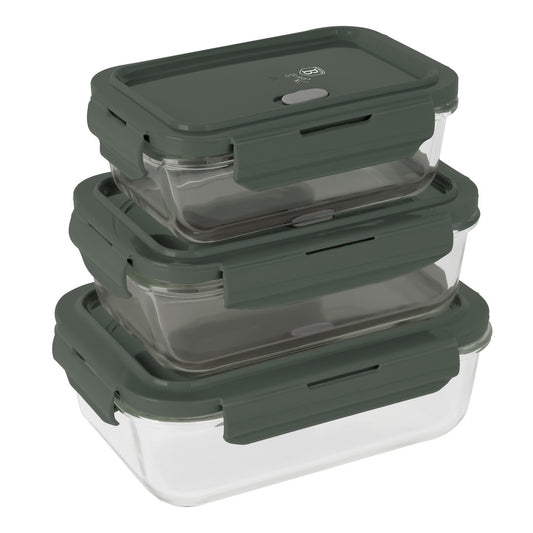 Berlinger Haus 3-Piece Glass Food Container Set - Matte Green