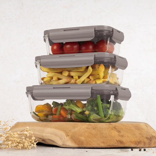 Berlinger Haus 3-Piece Glass Food Container Set - Taupe