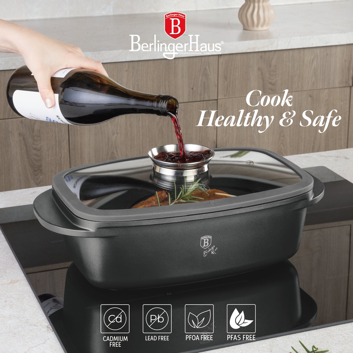 Berlinger Haus 32cm Roaster Pot with Aroma Knob – Anthracite