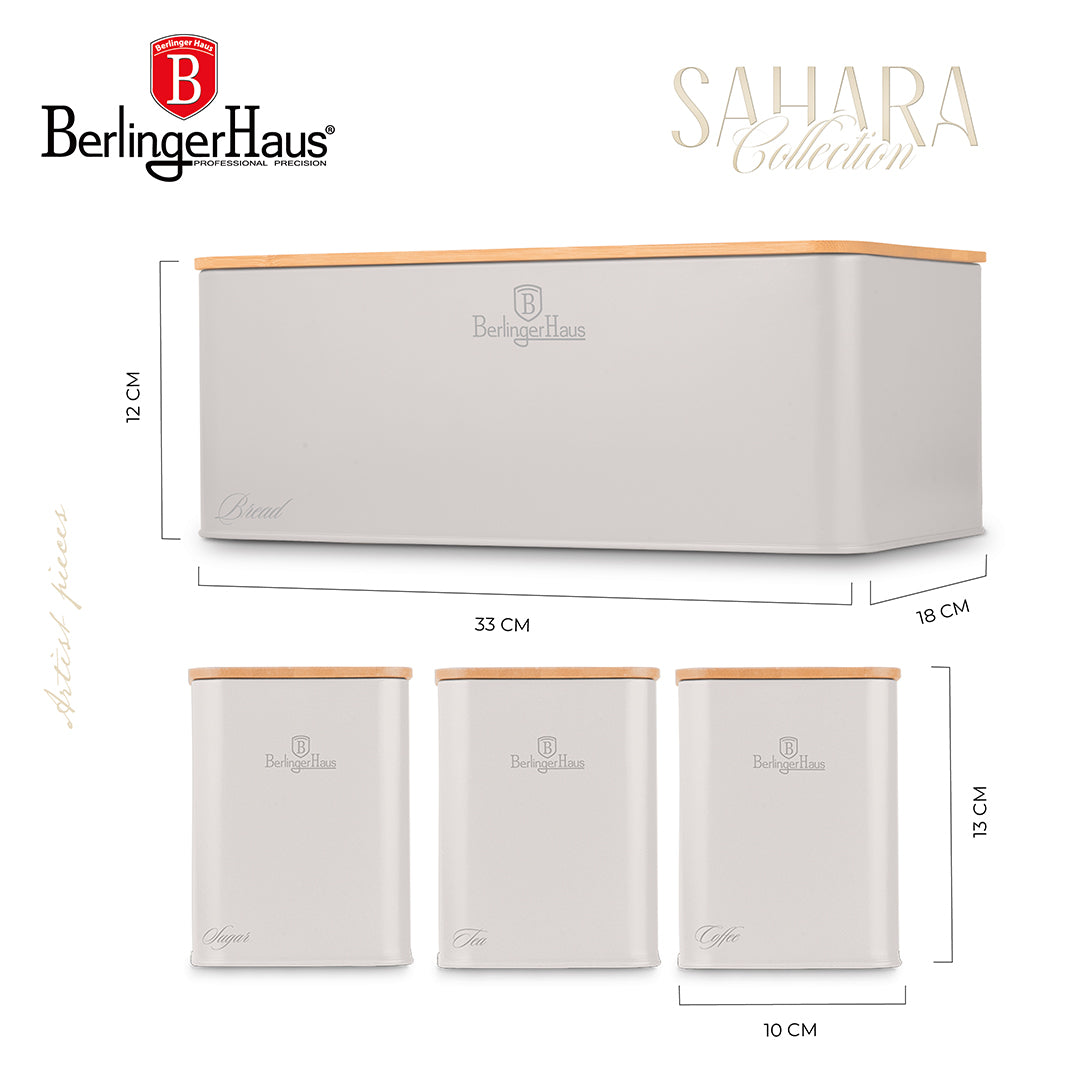 Berlinger Haus Bread Box with 3-Piece Canister Set – Sahara