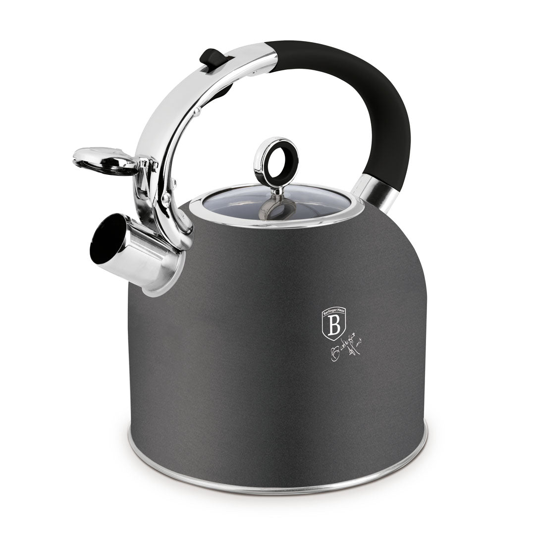 Berlinger Haus 3.0L Stainless Steel Whistling Kettle with Glass Lid – Anthracite