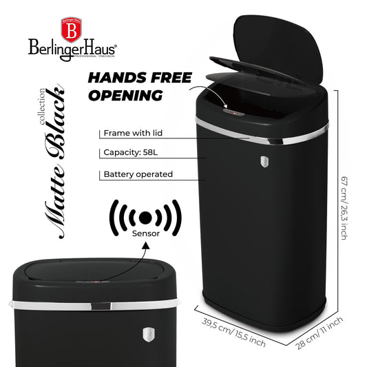Berlinger Haus 58 L Sensor Bin - Matt Black