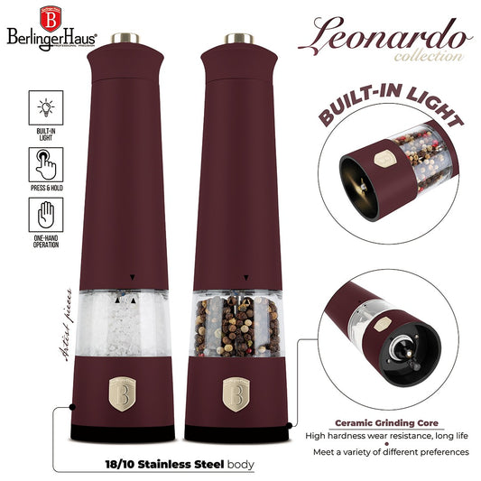 Berlinger Haus 2-Piece Electric Pepper and Salt Mill Set - Leonardo