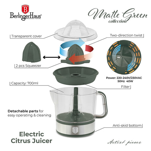 Berlinger Haus 700ml Electric Citrus Juicer - Matte Green