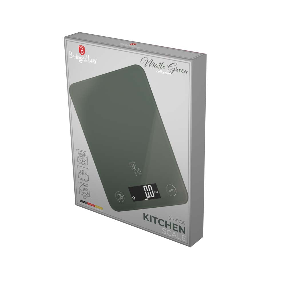 Berlinger Haus 5kg Digital Glass Kitchen Scale - Matt Green