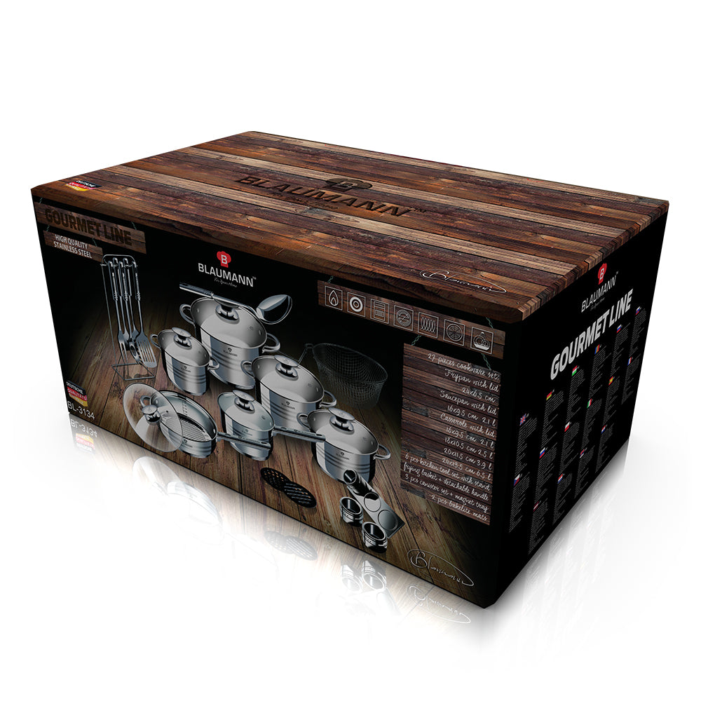 Blaumann 27-Piece Stainless Steel Induction Bottom Jumbo Cookware Set