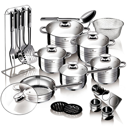 Blaumann 27-Piece Stainless Steel Induction Bottom Jumbo Cookware Set