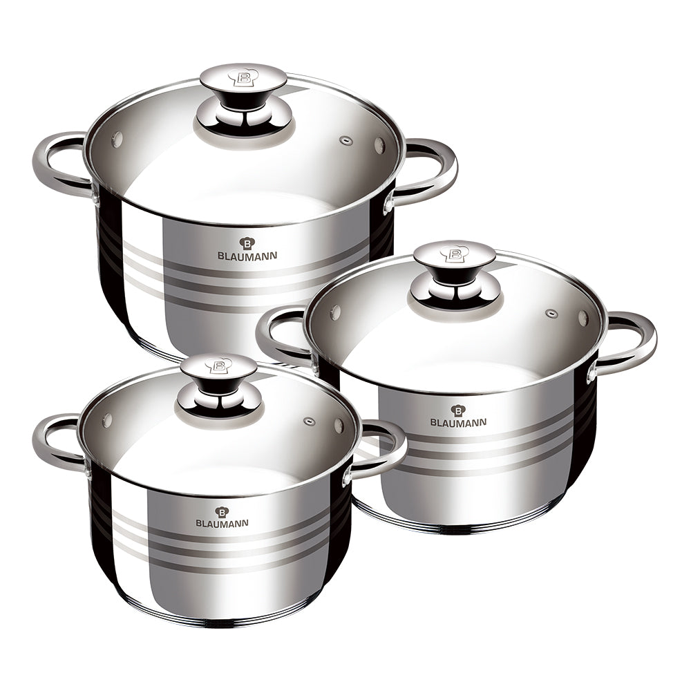 Blaumann 6-Piece Stainless Steel Cookware Set - Gourmet Line