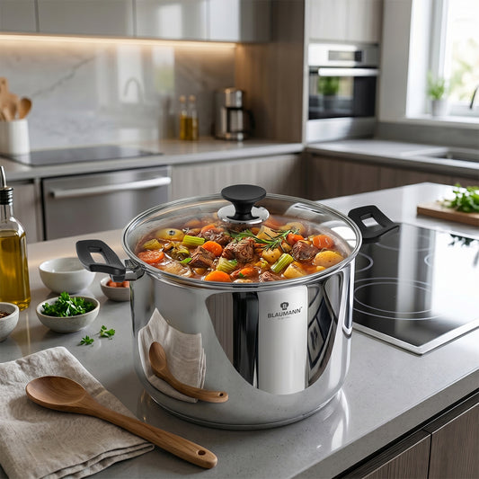 Blaumann 26cm Stainless Steel Stock Pot with Lid - Gourmet Line