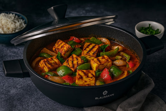 Blaumann 28cm Titan Coating Non-Stick Shallow Pot With Lid - Black