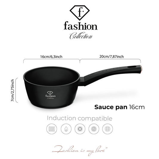 Fashion By Berlinger Haus 16cm TitanPro Non-Stick Sauce Pan - Matte Black
