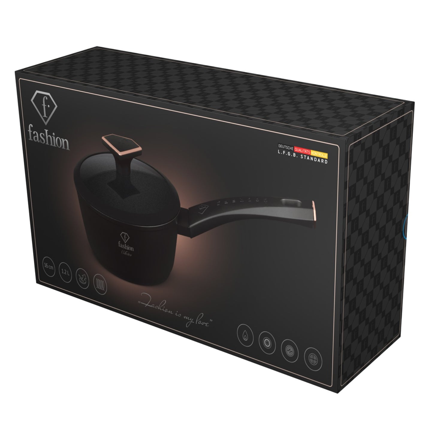 Fashion By Berlinger Haus 16cm TitanPro Non-Stick Sauce Pan with Lid - Matte Black