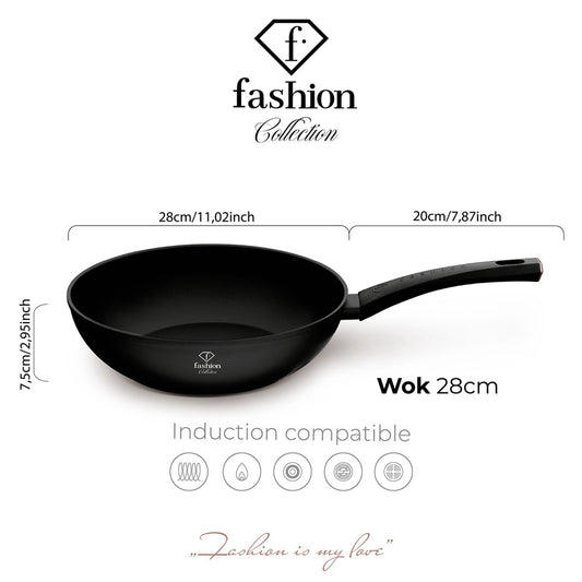 Fashion By Berlinger Haus 28cm TitanPro Non-Stick Wok - Matte Black