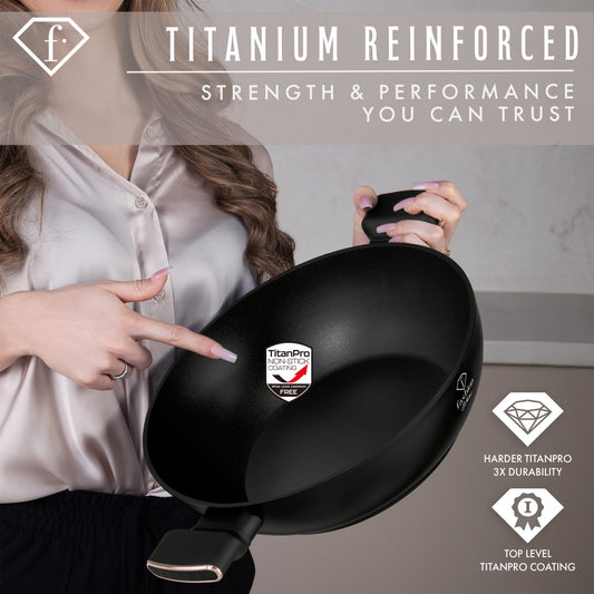Fashion By Berlinger Haus 30cm TitanPro Non-Stick Wok with Lid - Matte Black