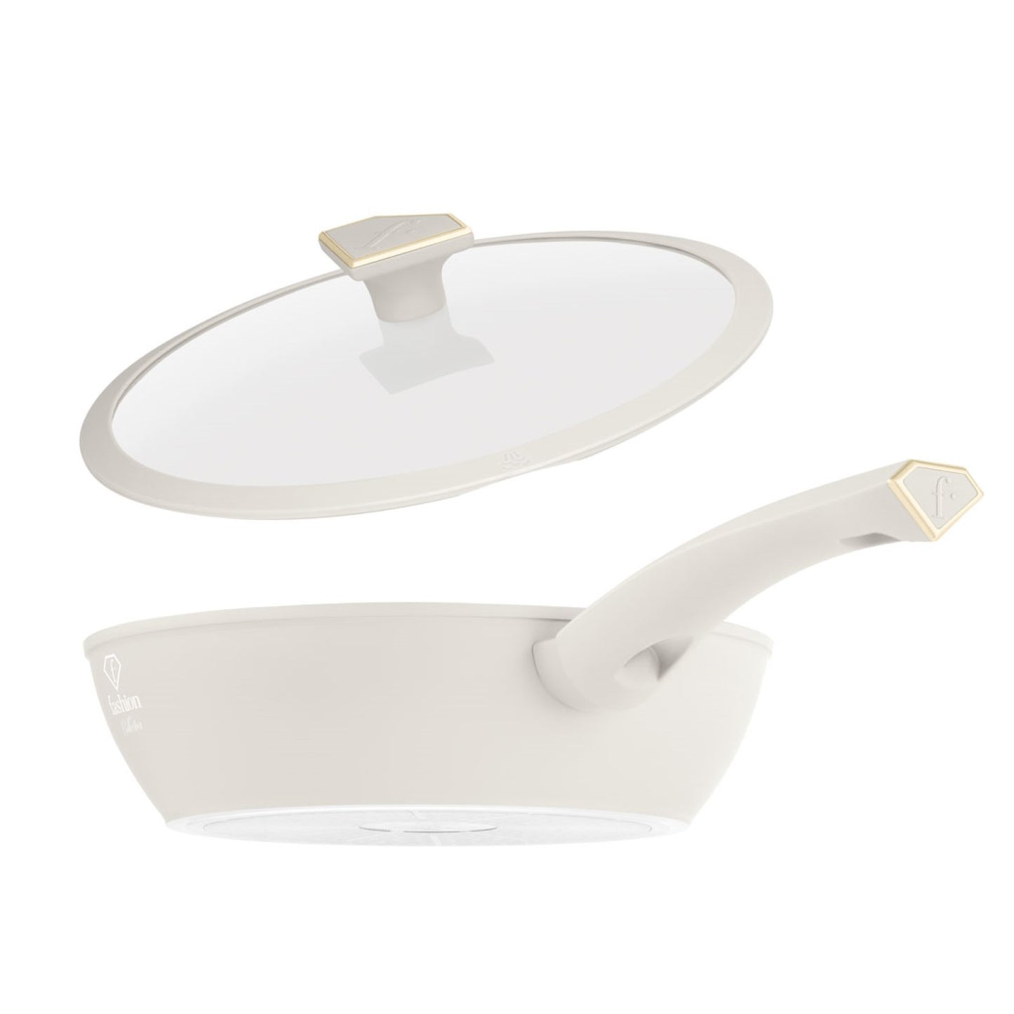 Fashion By Berlinger Haus 24cm TitanPro Non-Stick Deep Frypan with Lid - Cream