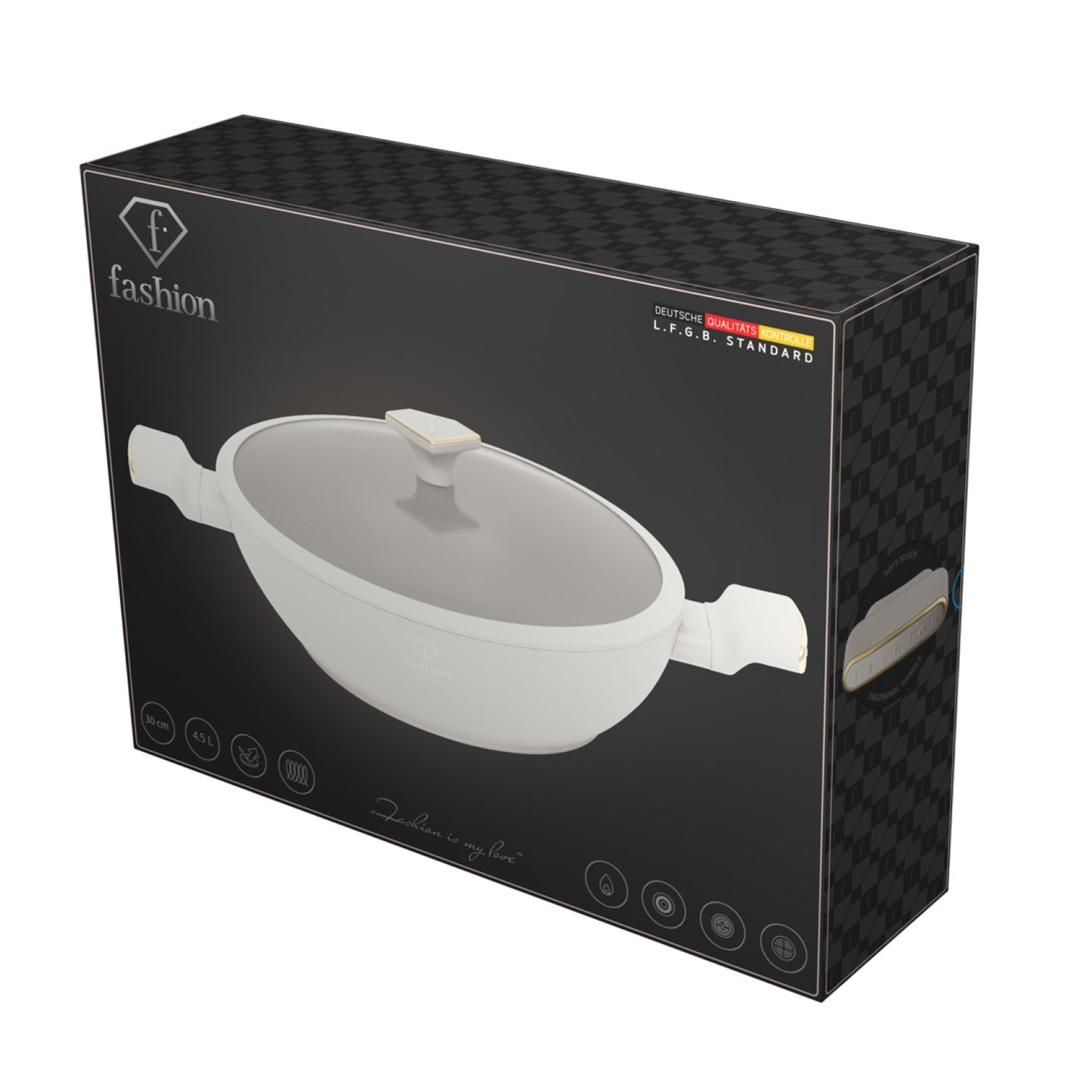 Fashion By Berlinger Haus 30cm TitanPro Non-Stick Wok with Lid - Cream