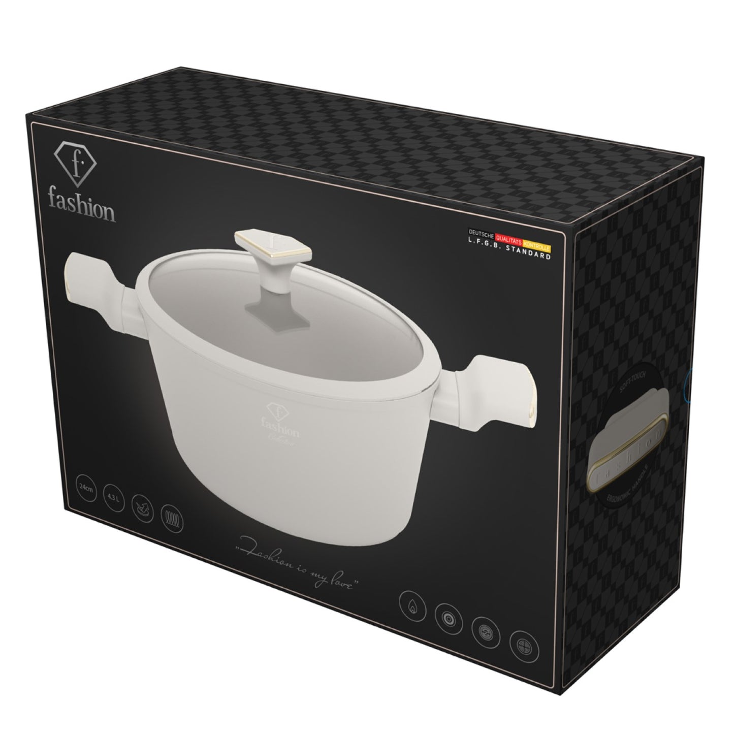 Fashion By Berlinger Haus 24cm TitanPro Non-Stick Casserole with Lid - Cream