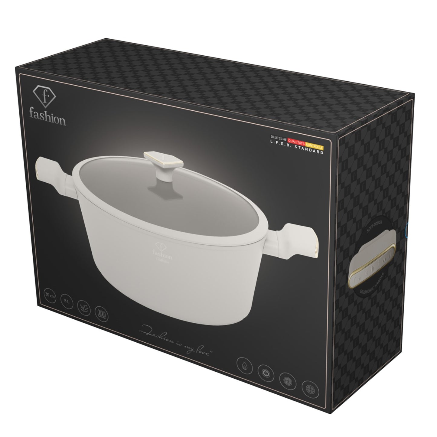 Fashion By Berlinger Haus 30cm TitanPro Non-Stick Casserole with Lid - Cream