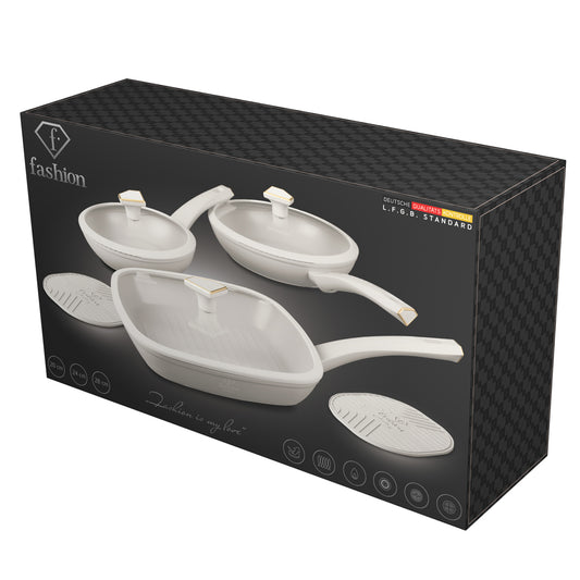 Fashion By Berlinger Haus 8-Piece Titan Pro Non-Stick Fry & Grill Pan Set - Matte Cream