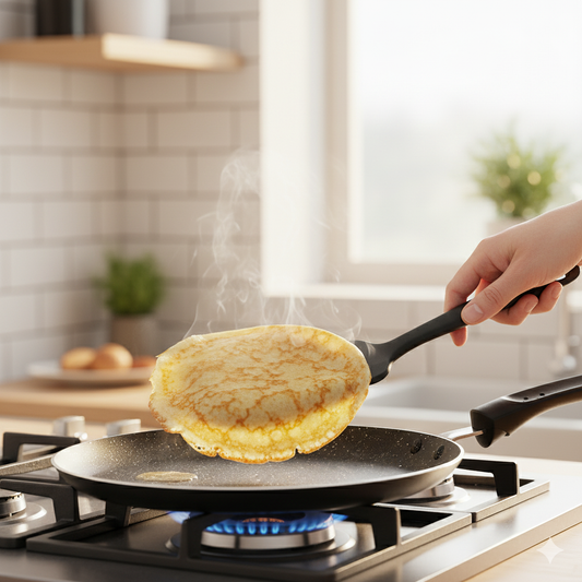 Blaumann 24cm Marble Coating Pancake Pan with Turner - Black