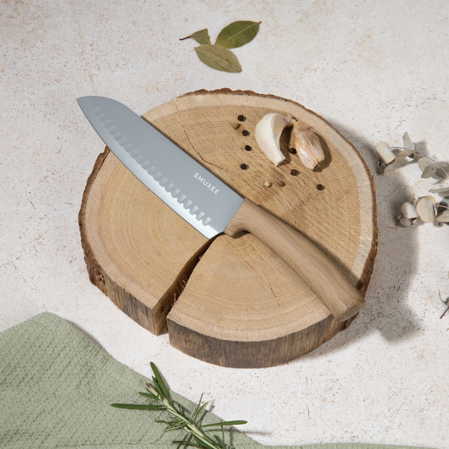 Smukee 6-Piece Titan Pro Stainless Steel Knife Set - Dark Wood - Forest Line