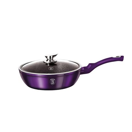 Berlinger Haus 24cm Marble Coating Deep Frypan with Lid - Royal Purple